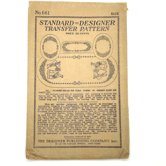 Standard Designer Antique 1920's Transfer Pattern #661 Table Runner HTF RARE - Picture 1 of 7